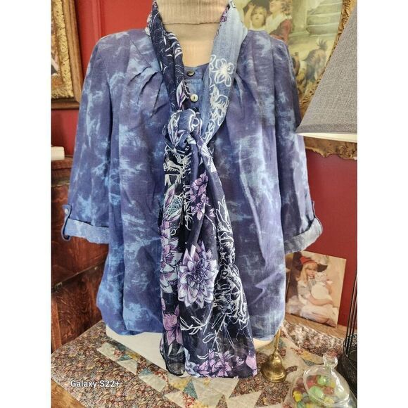 Scarf in Blues and Purples 70×13" - Picture 10 of 11